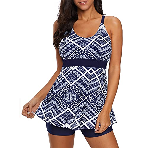 Tankini Damen Bauchweg Tankinis für Damen Tankini Damen Große Größen Tankini Oberteil Tankini Große Größen Tankini Damen Set Tankini Oberteil Damen Einzeln Tankini mit Shorts Blauer Pfau 2XL von Zando