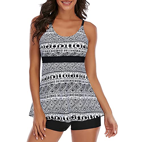 Tankini Damen Bauchweg Tankinis für Damen Tankini Damen Große Größen Tankini Oberteil Tankini Große Größen Tankini Damen Set Tankini Oberteil Damen Einzeln Tankini mit Shorts Schwarz Weiß XL von Zando