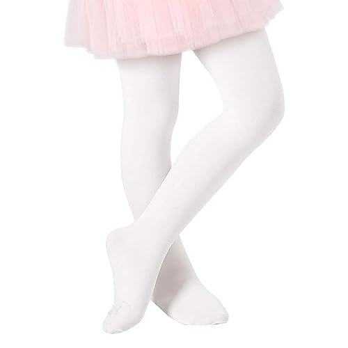 Zando Ballettstrumpfhose Kinder Mädchen Elastisch Strumpfhose Baby Tanzstrumpfhose Anti-Rutsch Atmungsaktiv Weiß 1-3 Jahre (Tag Size S) von Zando