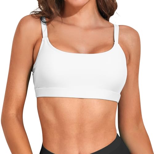 Zando Bikinioberteile Für Damen Bikini Oberteil Mit Bügel, Sportlich Bikini Top, Bathing Suit for Beach Holiday 2025, Verstellbarer Tankini-Badeanzug mit Flacher Front, Weiß-Flach, S von Zando