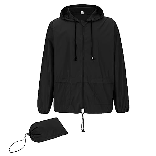 Zando Fahrrad Regenbekleidung Regenjacke Herren Wasserdicht Atmungsaktiv Windbreaker Herren Leichte Regenjacke Herren Schwarz 2XL von Zando