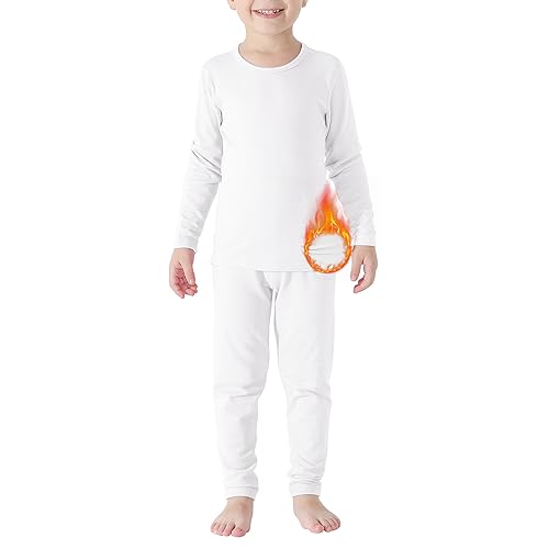 Zando Skiunterwäsche Kinder, Thermounterwäsche Kinder Fussball, Unisex Jungen Mädchen Thermal Underwear Alter 2-6 Jahre, Weiß, 3-4 Jahre von Zando