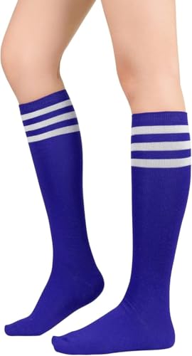 Zando Gestreifte Socken Damen 35-38 39-42, Kniestrümpfe Stützstrümpfe Kompressionsstrümpfe Damen, Blau weiß Streifen, Einheitsgröße von Zando