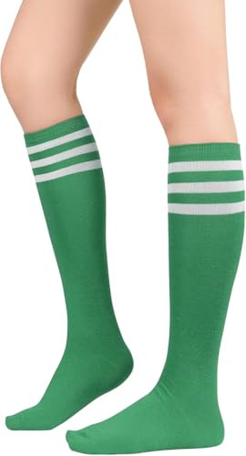 Zando Gestreifte Halloween Socken Damen 35-38 39-42, Kniestrümpfe Stützstrümpfe Kompressionsstrümpfe Damen, Grün weiß Streifen, Einheitsgröße von Zando