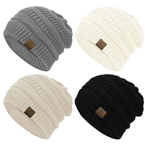 Zando Mütze Damen Winter Beanie Mütze Herren Damen Warme Strickmütze Camping Skifahren Outdoor-Aktivitäten 4 Paare Mehrfarbig C Einheitsgröße von Zando