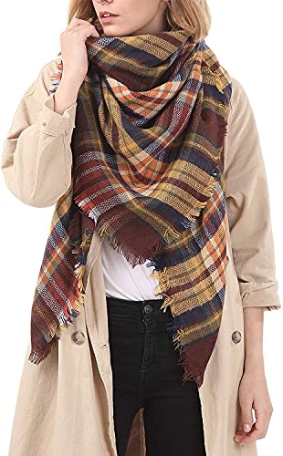 Zando Schal Damen Kaschmir Tuch Elegant Wolle Weich Halstuch Warm Strickschal Modern Übergroßer Kaffee A10 Einheitsgröße von Zando
