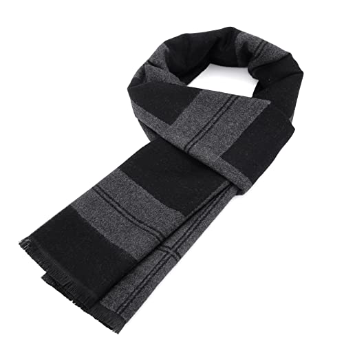 Zando Schal Herren Lange Winterschal Warm Kaschmir Gestrickt Schals Weiche Tuch Modeschal für Urban Herren XY596-Grau Schwarz Einheitsgröße von Zando