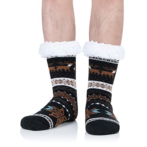 Zando Socken Herren 43-46 Weihnachtssocken Herren 43-46 Kuschelsocken Herren 43-46 Stoppersocken Herren Socken 43-46 Socken Weihnachten Herren Haussocken Herren Kuschelsocken Männer Schwarz von Zando