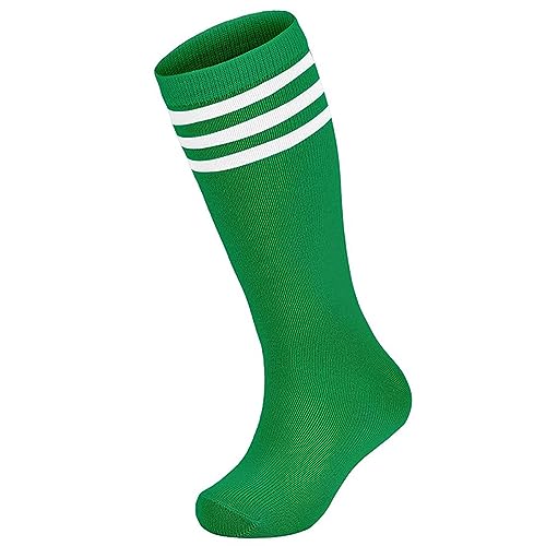 Zando Unisex Fußball Socken Kinder Sportsocken Tennissocken Baumwolle Kniestrümpfe für Jungen und Mädchen 3-6 Jahre Grün Weißer von Zando
