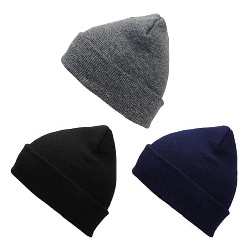 Zando Unisex Mütze Feinstrick Beanie Warm Weich Wintermütze Strickmütze Haube für Damen und Herren 3 Paar A Einheitsgröße von Zando