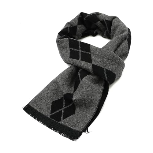 Zando Schal Schwarz Herren Winter, Herrenschal Winter, Winterschal Weihnachtsschal Herren, Schal Männer, Men Scarf, Schwarze & Graue Diamanten1, Einheitsgröße von Zando