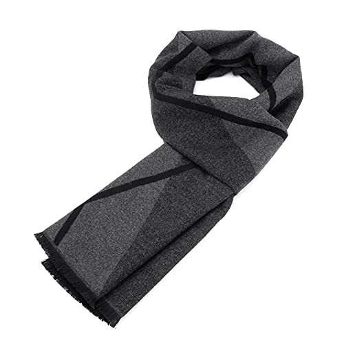 Zando Schal Schwarz Herren Winter, Herrenschal Winter, Winterschal Weihnachtsschal Herren, Schal Männer, Men Scarf, Schwarze & Graue Diamanten2, Einheitsgröße von Zando