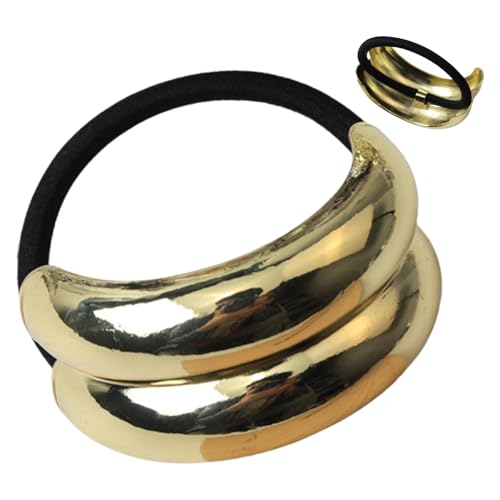 Geometrische Elastische Haargummis Aus Metall – Metallmanschetten-Haargummis Für Damen, Goldene Haarmanschetten, Pferdeschwänze | Goldene Pferdeschwanz-Haarmanschetten | Goldenes Haarband-Zubehör von Zankie