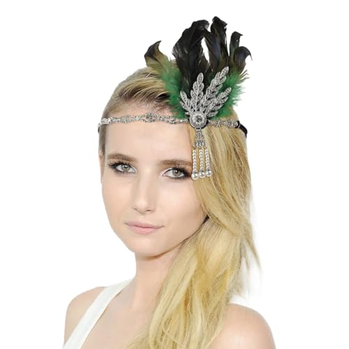 Feder Haarreif Haarband Für Frauen Und Mädchen, Elastisches Haarband Fascinator Buntes Feder Stirnband Stilvolle Festival Stirnband 20er Jahre Kopfschmuck Für Mottoparty/Karneval Federstirnband von Zannycn