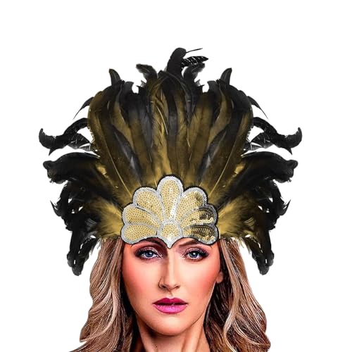 Feder Haarreif Haarband Für Frauen Und Mädchen, Fascinator Buntes Feder Stirnband Elastisches Haarband 20er Jahre Kopfschmuck Stilvolle Festival Stirnband Für Fasching/Karneval Federstirnband von Zannycn