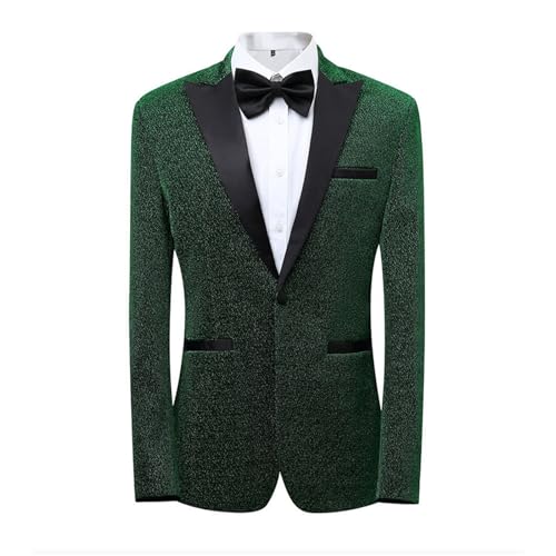 Pailletten Sakko Herren Rot, Glitzer Sakko Herren Klassischer Pailletten Blazer Bequem Glitzer Blazer Langarm Paillettenjacke Anzugjacke Party Hochzeit Mantel Slim Fit Karneval Kostüm von Zannycn