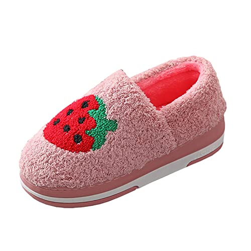Zannycn Hausschuhe Damen Plüsch Erdbeer-Cartoon-Baumwoll-Pantoffeln Weiblich Volles Paket Mit Winter-Woll-Pantoffeln Winter Warmes Haus Baumwolle Schuhe Fuß Plüsch Hausschuhe Warme Baumwolle Schuhe von Zannycn