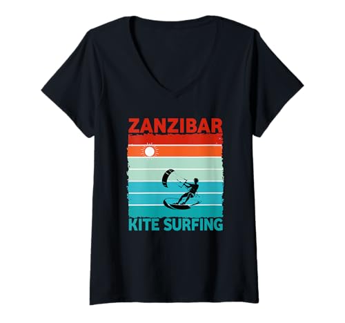 Damen Sansibar Kite-Surfen T-Shirt mit V-Ausschnitt Damen Sansibar Kite-Surfen T-Shirt mit V-Ausschnitt von Zanzibar Surf Co.