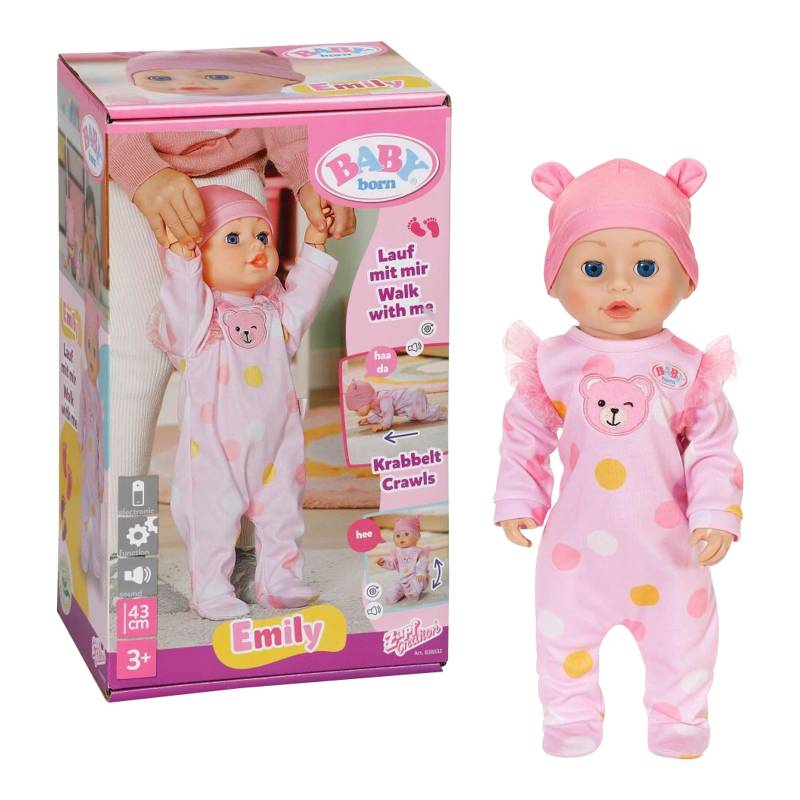 Zapf Creation Baby Born Puppe Emily Lauf mit mir 43 cm von Zapf Creation