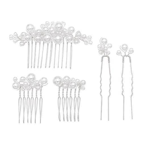 5 Stück künstliche Perlen-Slippins für Damen, Party, Mode, Brautschmuck, Grabschmuck(Silber) von Zaphara