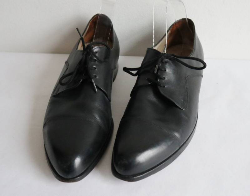 Schwarz 60Er Jahre Vtg. Schwarze Spitze Herren Schnürschuhe // Wedela Randsyet Größe Eu 41 von Zappasvintage