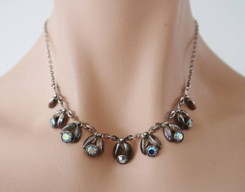 Wunderschöne 50Er H.siersbøl Kette Mit Blauen Strasssteinen // Sterling Silber Made in Denmark Wunderschöne 50Er H.siersbøl Kette Mit Blauen Strasssteinen // Sterling Silber Made in Denmark von Zappasvintage
