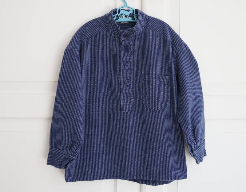 70S Gestreiftes Top // Blau Weiß Hesselhøj 100% Baumwolle Made I Denmark von Zappasvintagekids