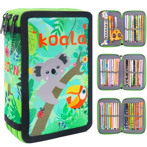 ZappelStift Federmäppchen 3 mit Fächern - Koala Mäppchen, Jungen und Mädchen Schule, Kinder, Jungen, Goodies Zubehör Großes Federmäppchen Geschenke für Kinder und Teenager ZappelStift Federmäppchen 3 mit Fächern - Koala Mäppchen, Jungen und Mädchen Schule, Kinder, Jungen, Goodies Zubehör Großes Federmäppchen Geschenke für Kinder und Teenager von ZappelStift