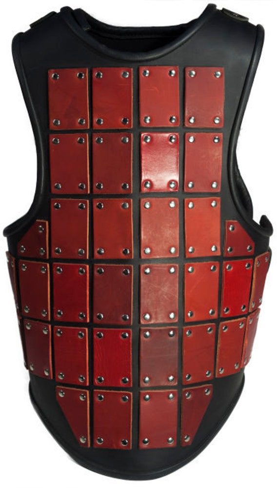 Mittelalterliche Söldner Rüstung Aus Schwarzem Und Rotem Leder - Brigandine Larp Mittelalterliche Söldner Rüstung Aus Schwarzem Und Rotem Leder - Brigandine Larp von ZardwinLarpStore