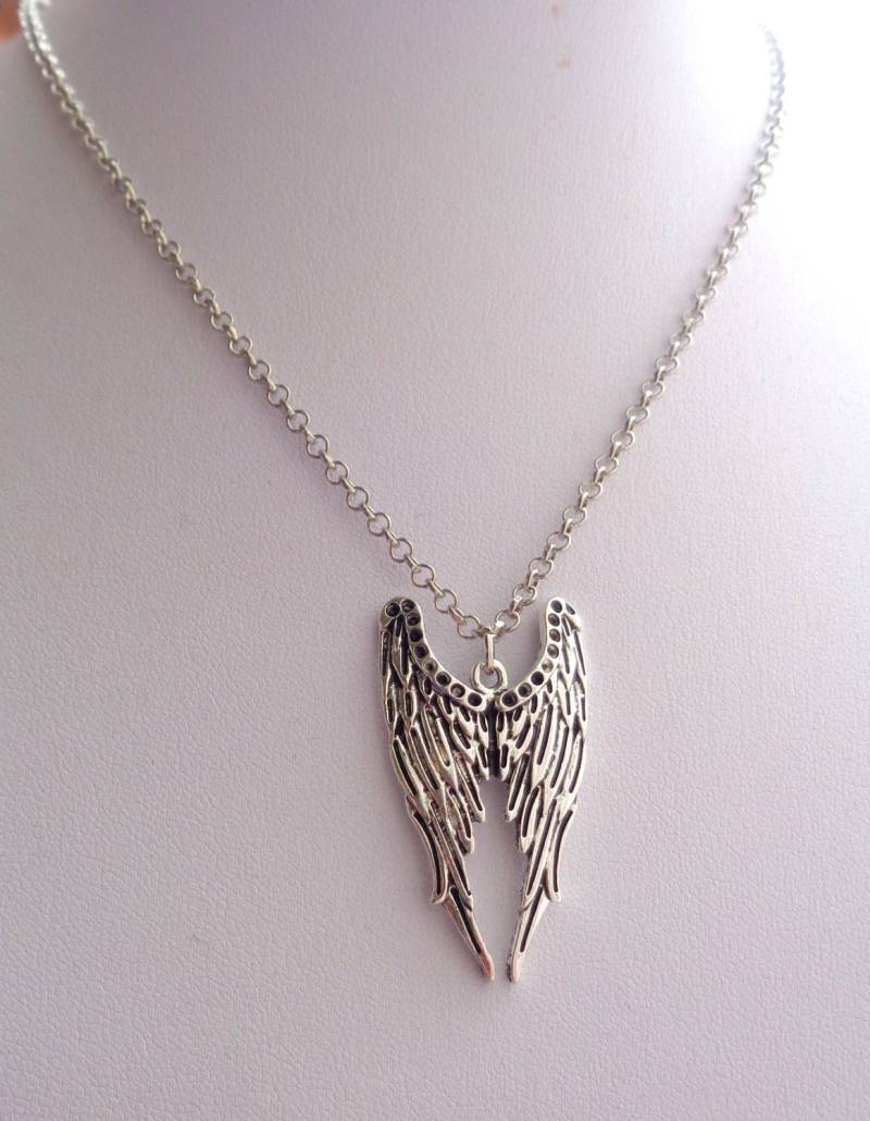 Antike Silber Engelsflügel Anhänger Halskette von ZareenDesigns