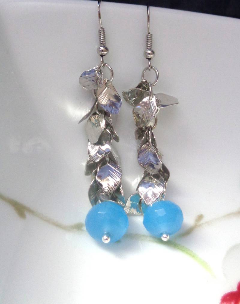 Blatt Ohrringe Aus 925Er Silber Blaue Achat von ZareenDesigns