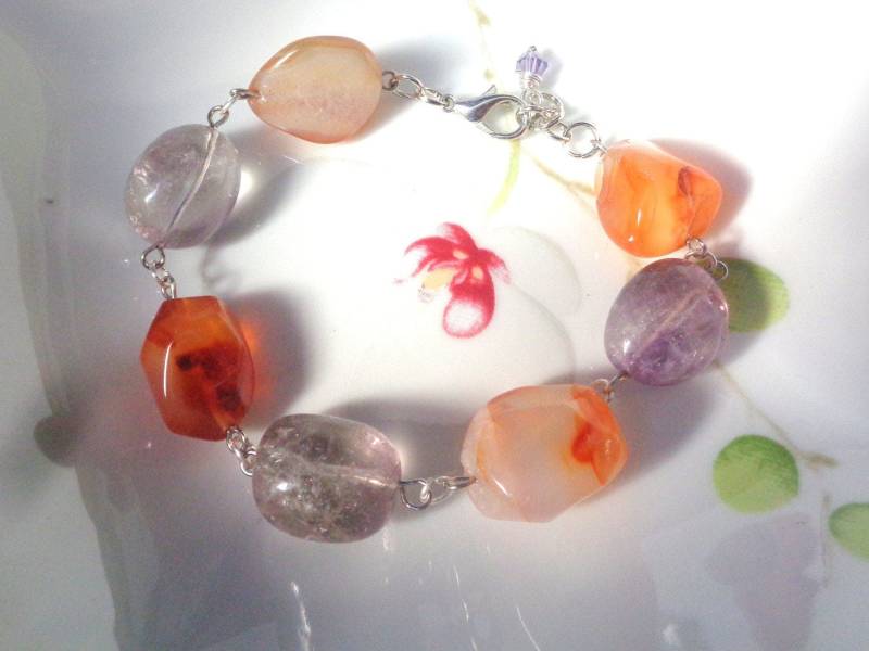 Chunky Achat Armband Multi Farbe Edelstein Schmuck von ZareenDesigns