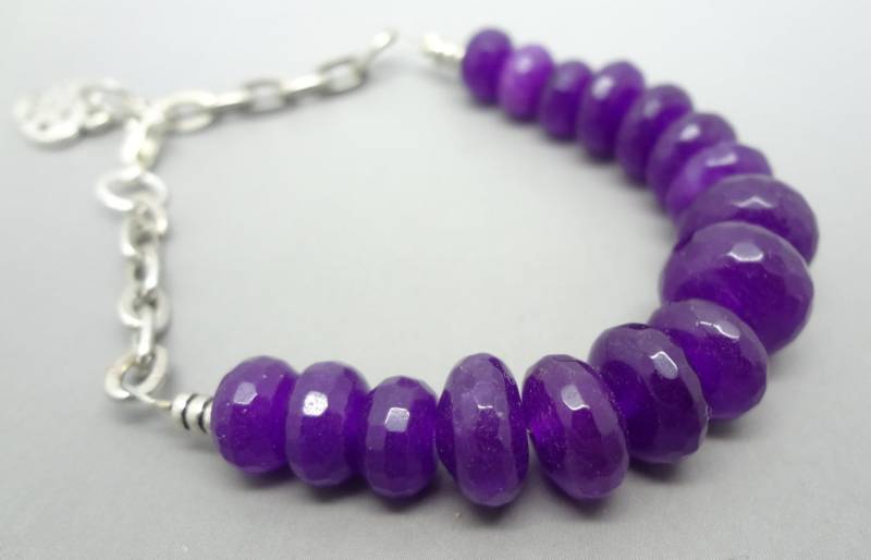 Facettierte Lila Achat Armband Antik Silber Herz Anhänger von ZareenDesigns