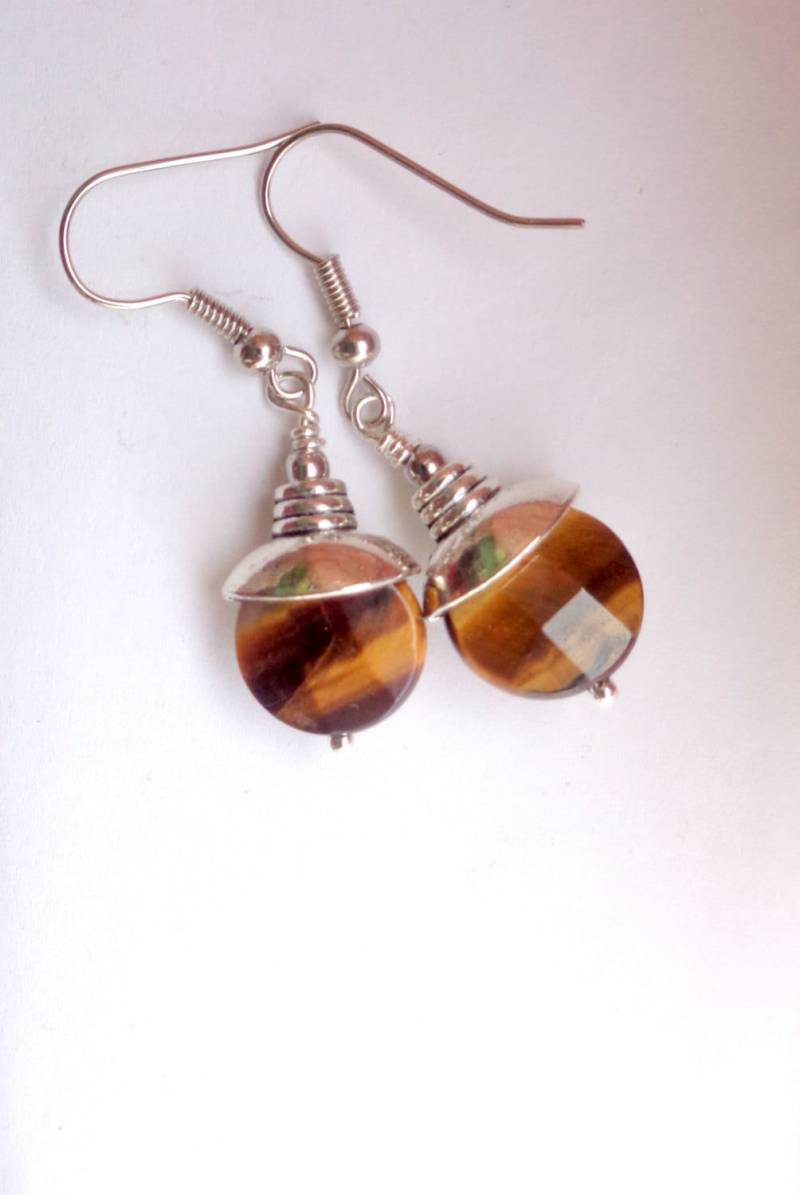 Facettierte Tigerauge Ohrringe Edelsteinschmuck von ZareenDesigns