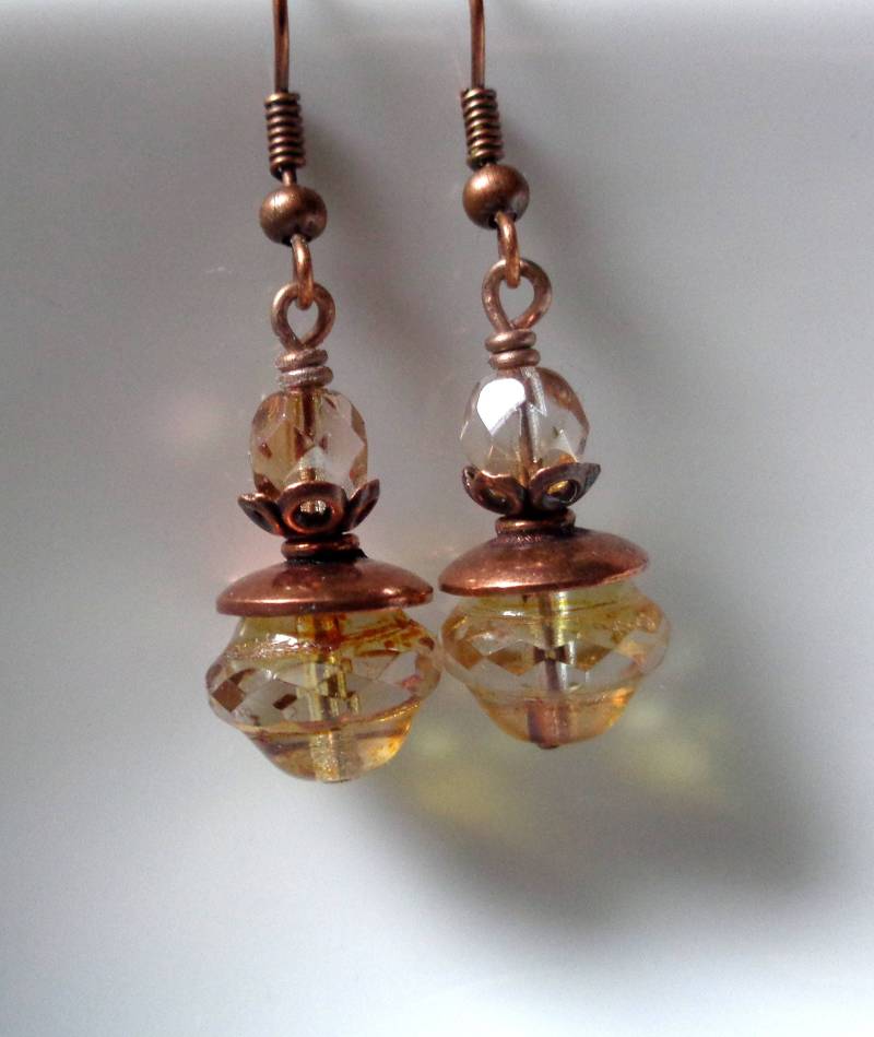 Klarglas Ohrringe Antik Kupfer Schmuck von ZareenDesigns