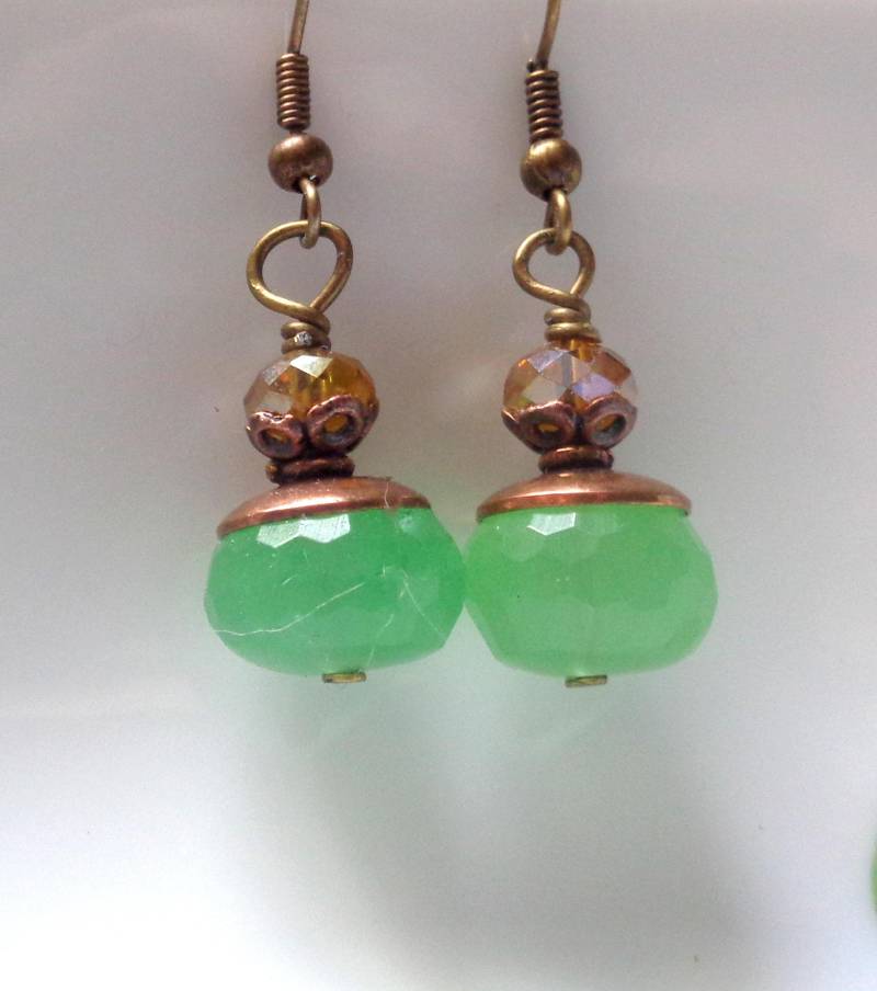 Kupferfarbene Chalcedon Ohrhänger/Ohrringe von ZareenDesigns