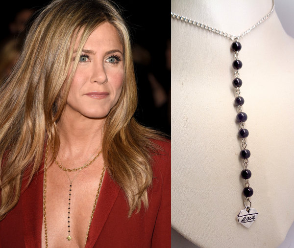 Schwarze Onyx Herz-Halskette Jennifer Aniston Inspiriert von ZareenDesigns