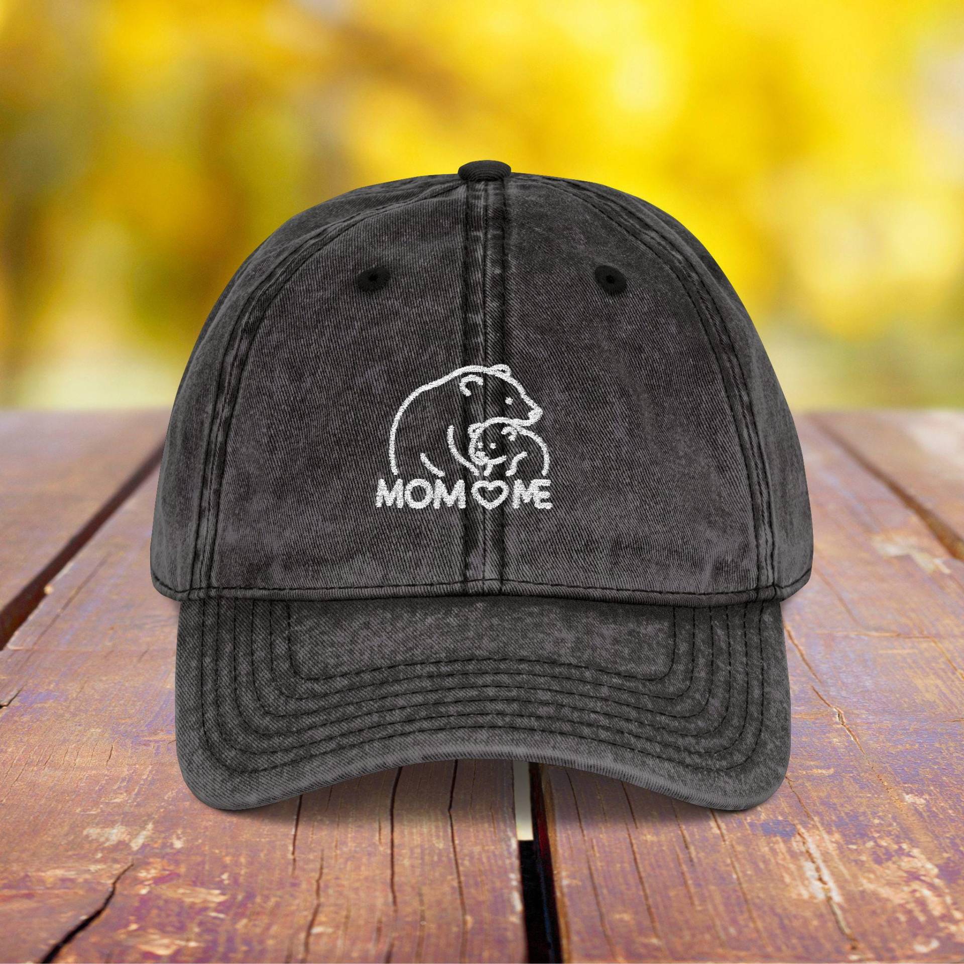 Mother Bear & Cub Hat| Minimalist White Silhouette | Vintage Cap Embroidery Family Mom Me Mother Bear & Cub Hat| Minimalist White Silhouette | Vintage Cap Embroidery Family Mom Me von ZariaKhayal