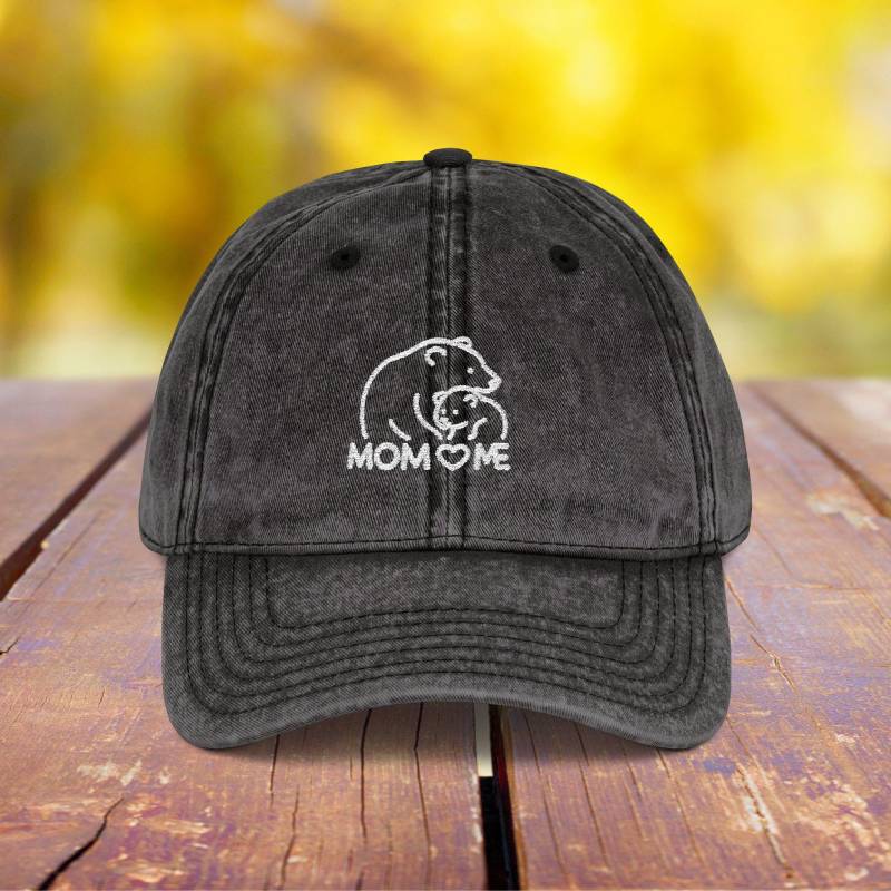 Mother Bear & Cub Hat| Minimalist White Silhouette | Vintage Cap Embroidery Family Mom Me Mother Bear & Cub Hat| Minimalist White Silhouette | Vintage Cap Embroidery Family Mom Me von ZariaKhayal