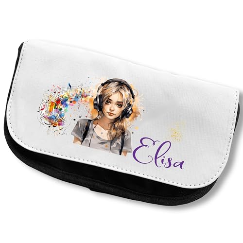 Zarto Federmäppchen Mädchen personalisiert - Mäppchen mit großem Innenfach - Praktisches Stifteetui für Schule - Federmappe Federtasche Etui - Pencil Case Aesthetic Schlamppermäppchen (Elisa) von Zarto