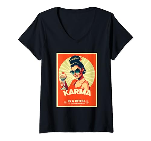 Damen Life is a Bitch | Retro-Werbe-Stil T-Shirt mit V-Ausschnitt Damen Life is a Bitch | Retro-Werbe-Stil T-Shirt mit V-Ausschnitt von ZaryDakees