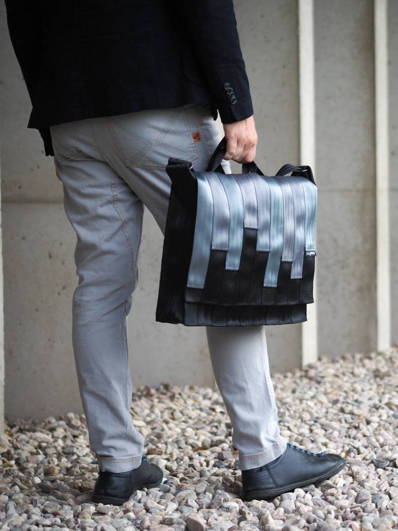 Messenger Bag Blk 05-17, Aktentasche, Recycling Sicherheitsgurte Handtasche, Laptoptasche von ZasPas