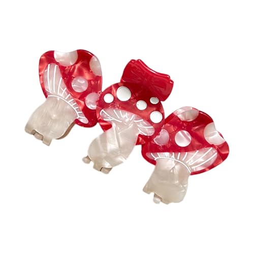 Zasdvn Drei Pilzschleifen Haarspange,Pilz Haarspange - Rutschfeste Barrette-Backenklemmen,Rutschfeste Haarspangen-Backenklemmen, Klauenklammern für Mädchen von Zasdvn