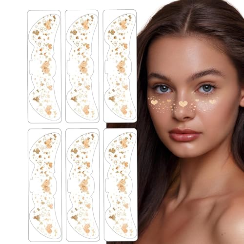 Zasdvn Make-up-Aufkleber für Gesicht, Make-up-Patches - Musik Festival Gesichtsaufkleber,Set mit 6 Gesichts-Make-up-Speckles-Patches, niedlichen Make-up-Accessoires für Frauen und Mädchen, von Zasdvn