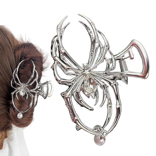 Zasdvn Metall-Spinnen-Haarspange, Halloween-Spinnennetz-Metall-Haarspangen, Halloween-Spinnenhaarspange, Haarklammer, Horror-Haarspangen, Gothic-Haarspangen, rutschfester Griff, Haarschmuck von Zasdvn