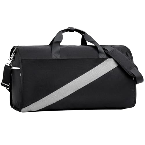 Zasdvn Sport-Sporttasche Für Damen Und Herren, Seesack Mit Schuhfach Reise-Kleidertasche Wasserdicht Faltbar, Wochenendtasche Für Schuhbeutel Design Flugzeug Reise Fitnessstudio Yoga Schwarz von Zasdvn