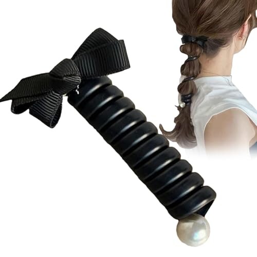 Zasdvn Spulen-Haargummis - Haarseil-Stirnband-Pferdeschwanzhalter mit Fliege, kein Verknoten | Dehnbare, elastische Pferdeschwanzbänder, Spiral-Haargummis für Kinder, Frauen mit dickem und lockigem von Zasdvn