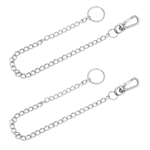 Zasjon 2 Stückes Schlüsselkette Edelstahl Geldbörsenkette Hosenkette Schlüssel Kette Silber Schlüsselanhänger Kette Brieftasche Kette Taschenuhr Key Chain für Schlüssel, Brieftaschen, Jeans von Zasjon