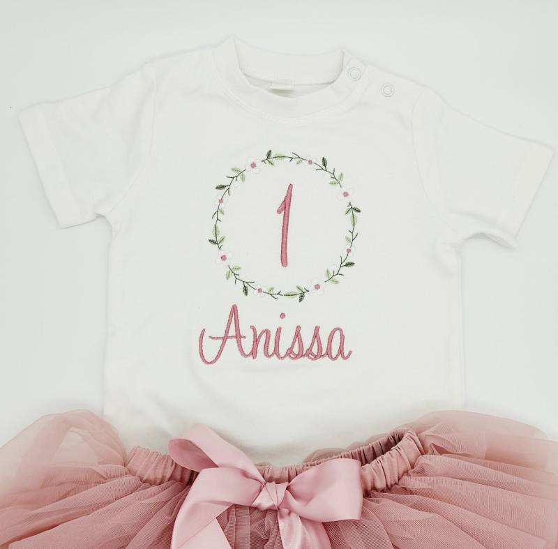 1. Geburtstagsshirt Personalisiert Blumenkranz 1 Geburtstag 2 3 4 Geschenk Zur Mädchen/ Erster Jahr von ZauberFeeCreativ
