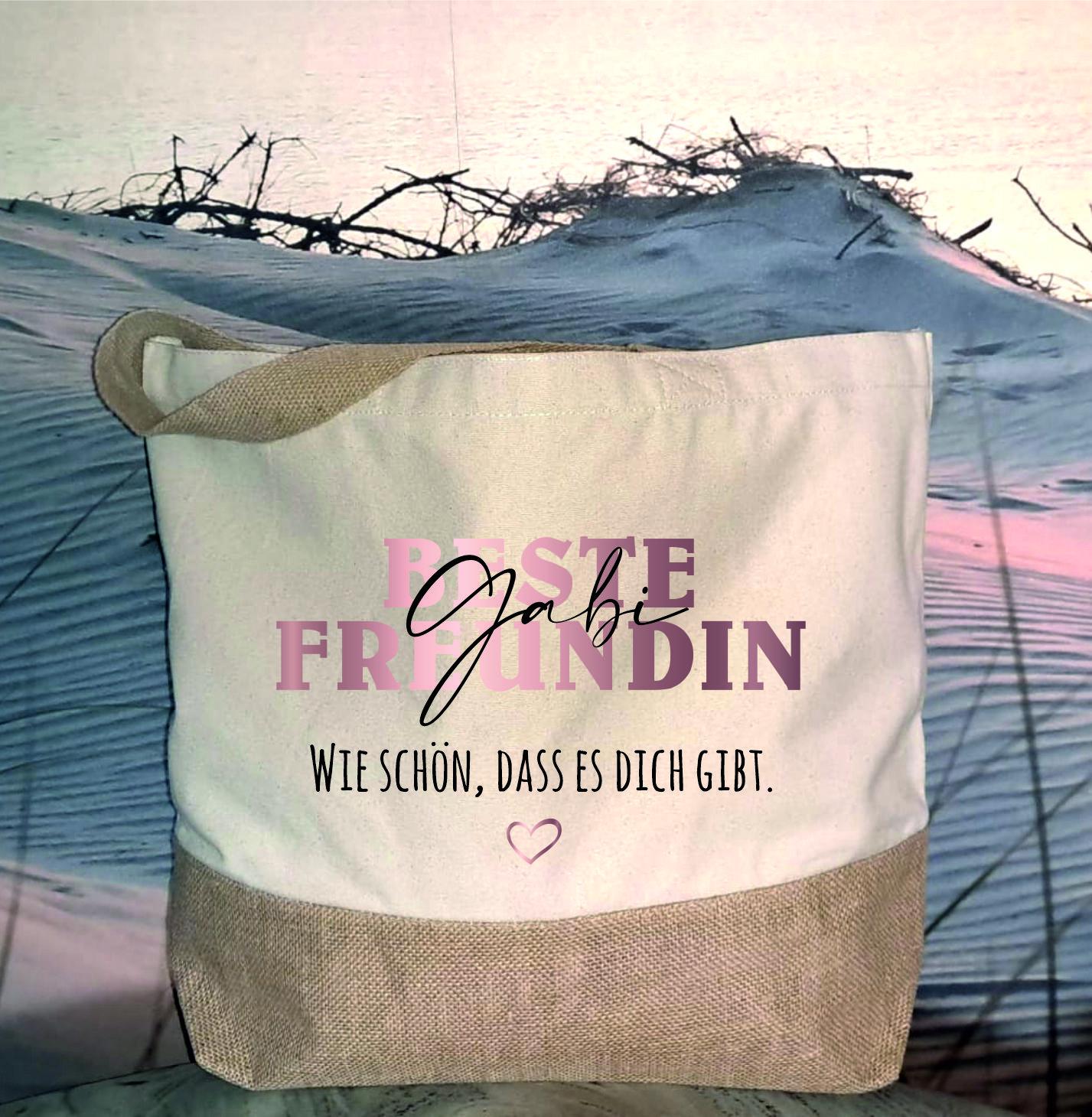 Jutetasche "Beste Freundin" Personalisiert, Tragetasche Als Geschenk Für Die Beste Freundin, Zum Geburtstag, Originelle Geschenkidee von ZauberhaftFarbenfroh